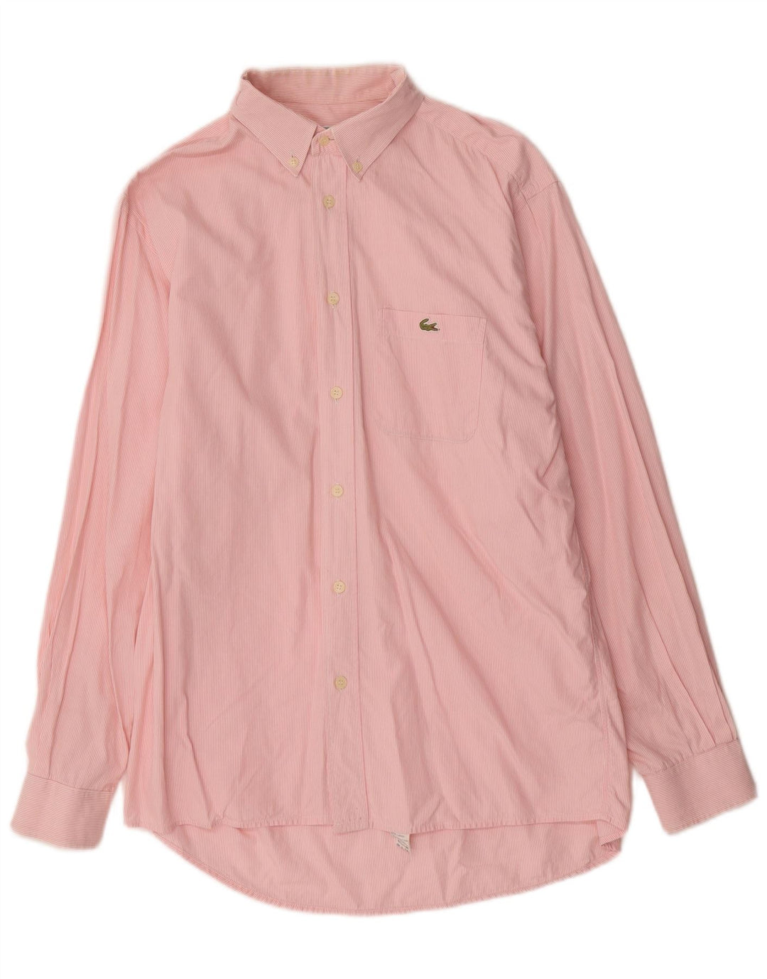 Lacoste Herrenhemd Größe 40 Mittelrosa Nadelstreifen-Baumwolle