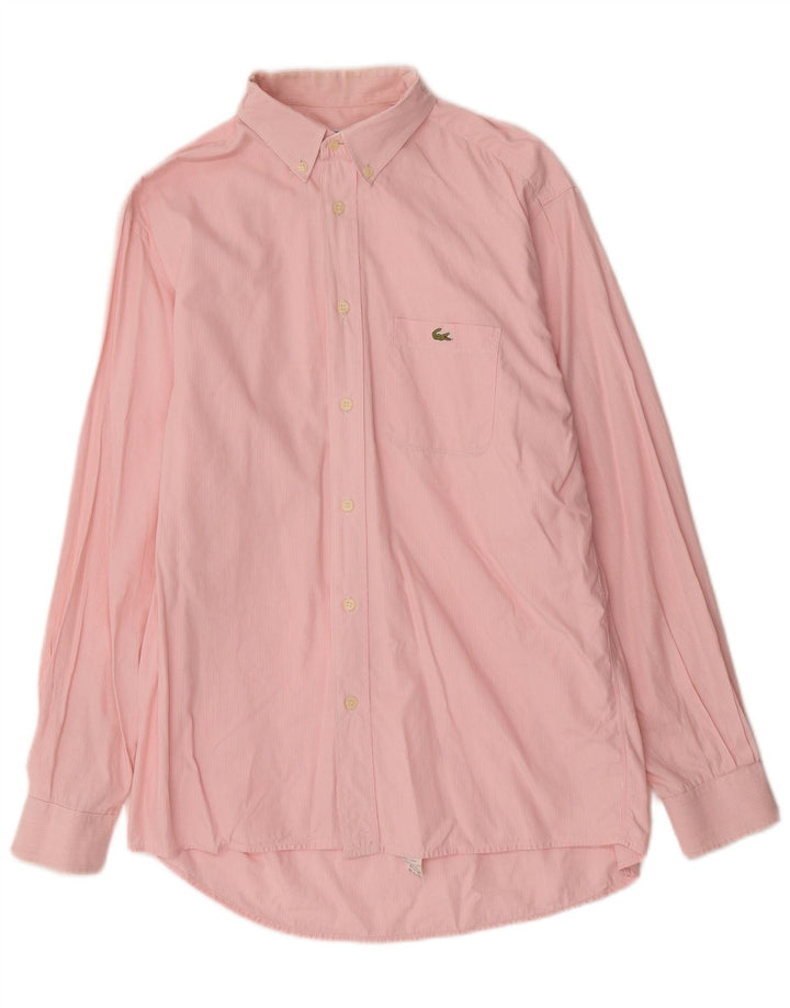 Lacoste Herrenhemd Größe 40 Mittelrosa Nadelstreifen-Baumwolle