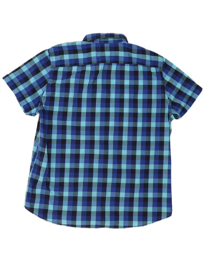 Angelo Litrico Herren-Kurzarmhemd, Größe 45/46, 2XL, blaues Gingham