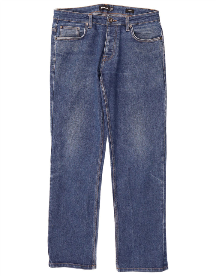 BENCH Herren Straight Jeans W32 L32 Blaue Baumwolle