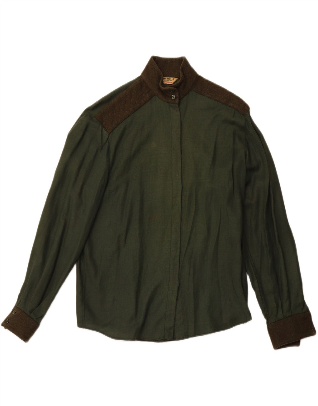 PANCALDI & B Damen-Militärhemdbluse UK 14 Mittelgrüner Farbblock