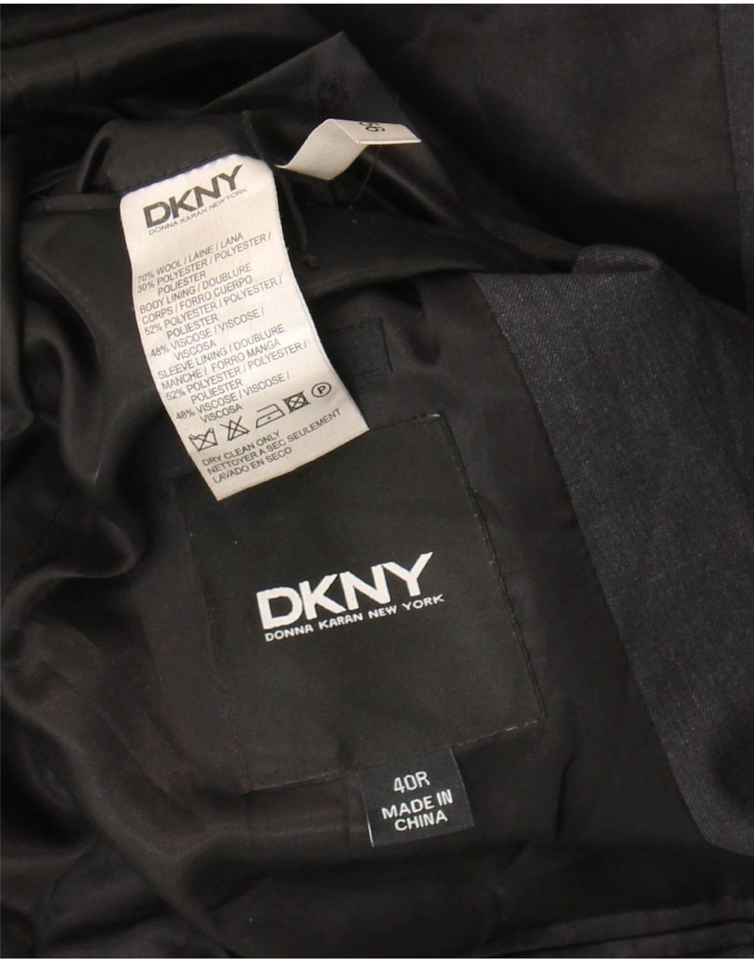 Dkny Herren-Blazer mit 2 Knöpfen, UK 40, große graue Wolle