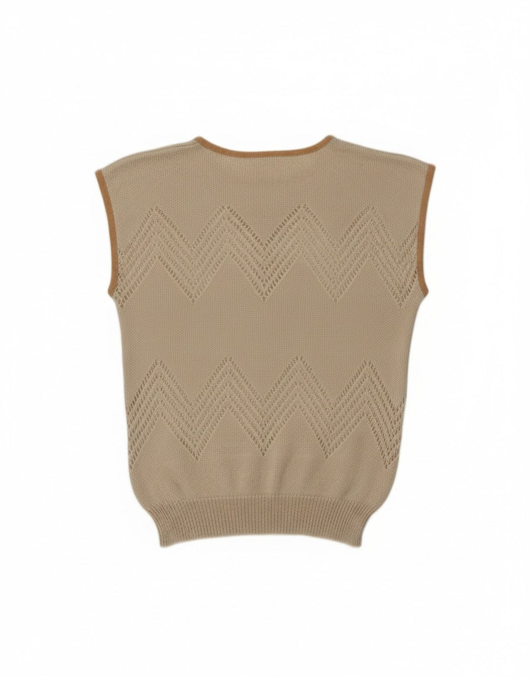 Vintage Damen Weste Tank Top UK 12 Medium Beige Floral Acryl