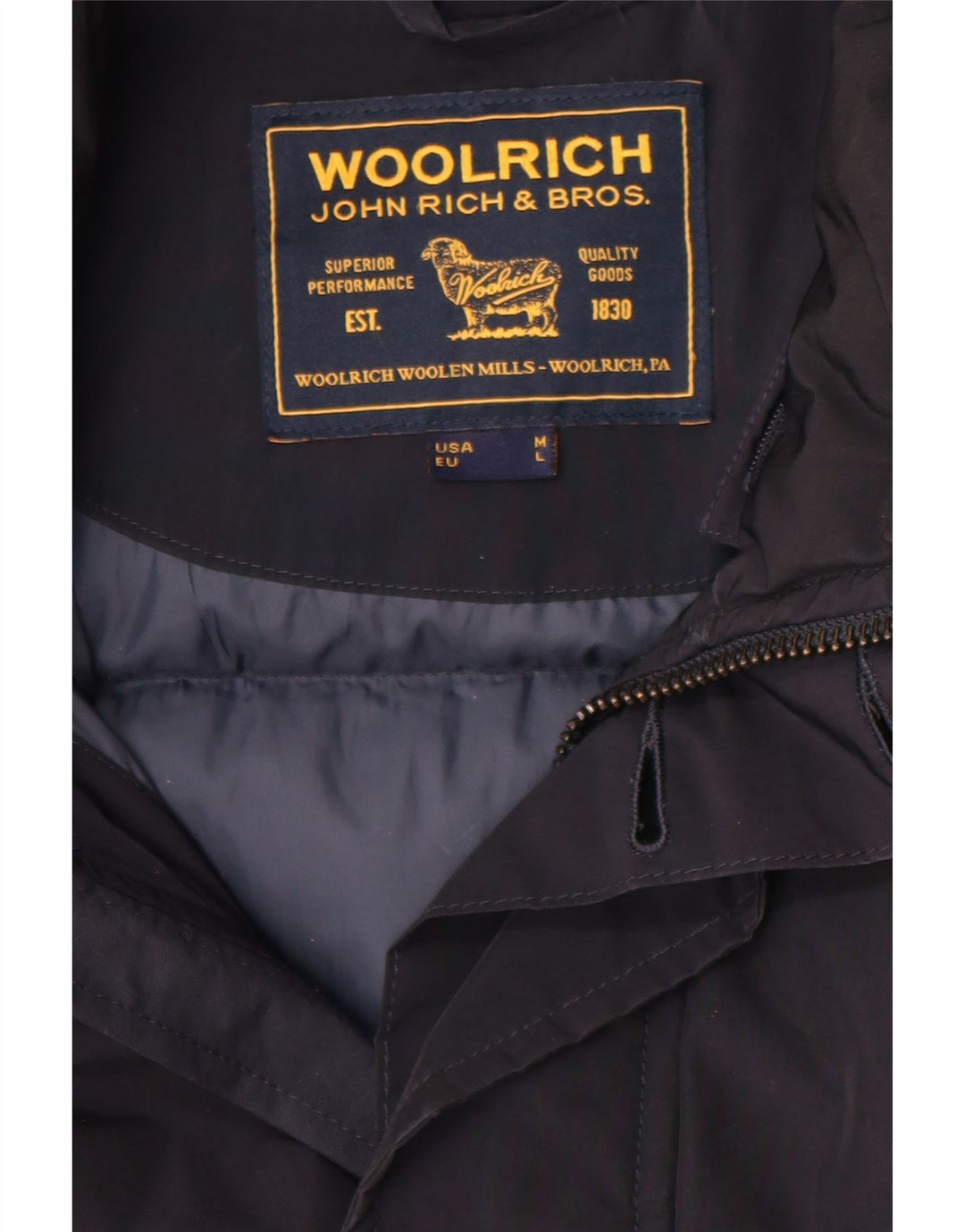 Woolrich Herren gepolsterter Mantel UK 38 Mittel Marineblau