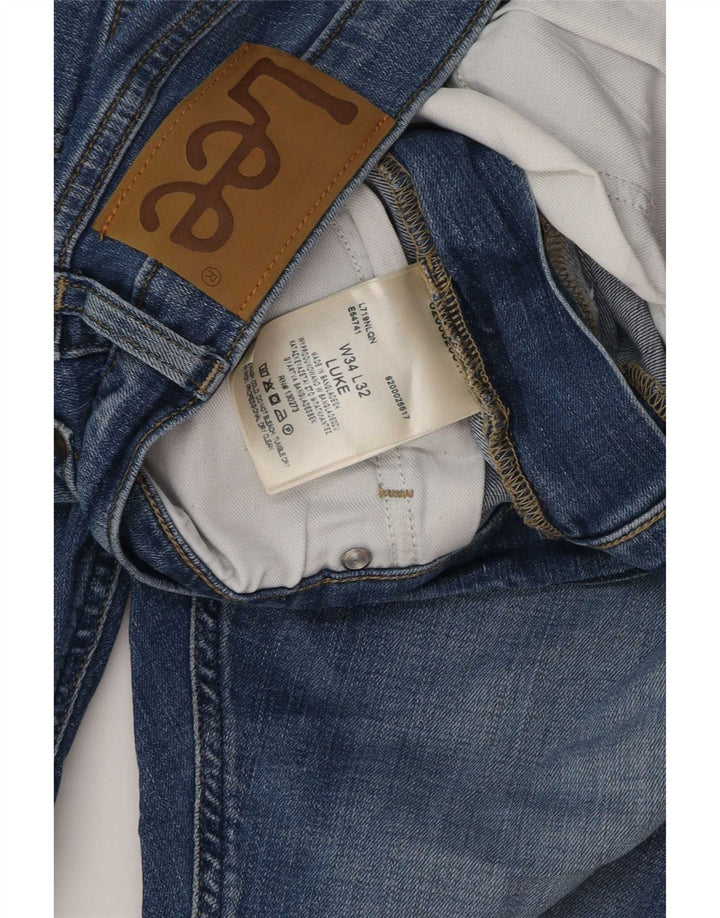 Lee Herren Slim Jeans W34 L32 Blaue Baumwolle