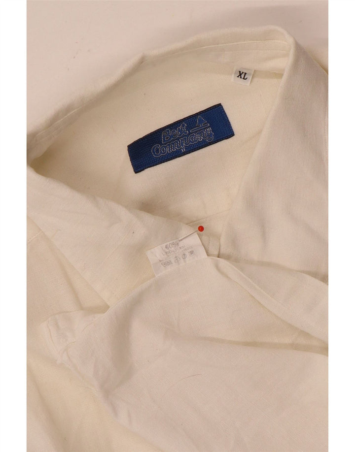 Best Company Herren ärmelloses Hemd XL Weiß Leinen