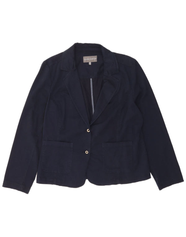 Laura Ashley Damen 2-Knopf-Blazerjacke UK 18 XL Marineblaue Baumwolle