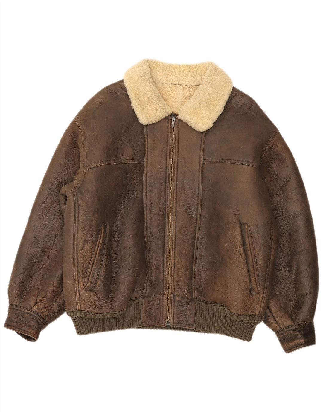 Vintage Herren Bomber Shearling Jacke UK 36 Small Brown