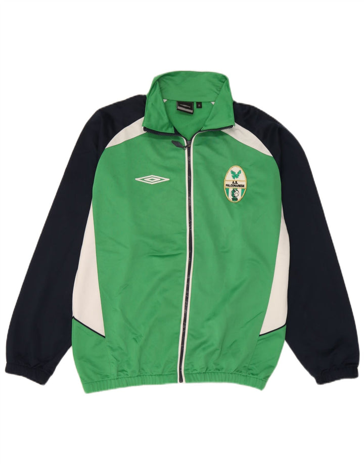 Umbro Herren-Trainingsanzugoberteil mit Grafik, mittelgrünes Farbblock-Polyester