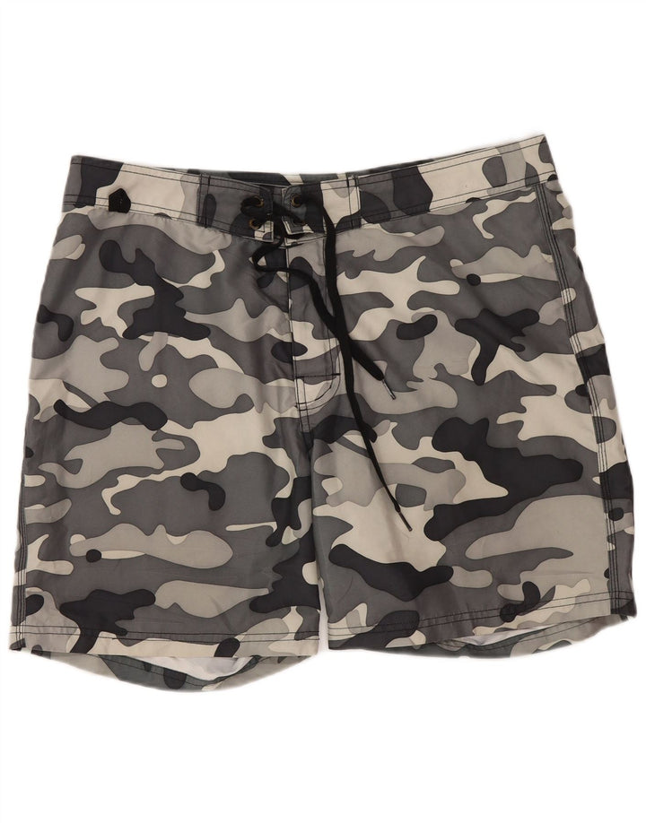 Sundek Herren-Badeshorts, normal, groß, graues Camouflage-Polyester