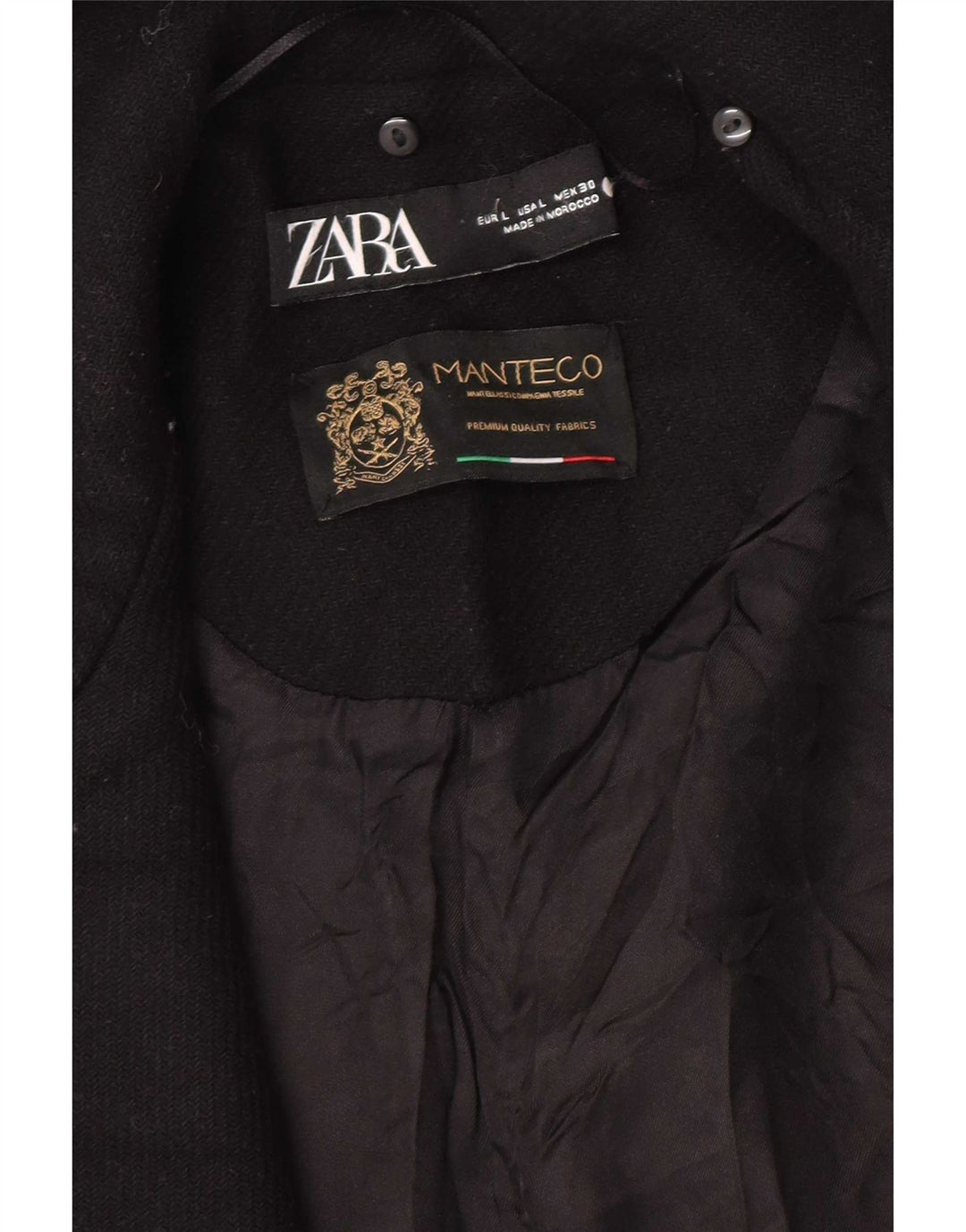 Zara Womens Open Overcoat UK 16 Large Schwarz