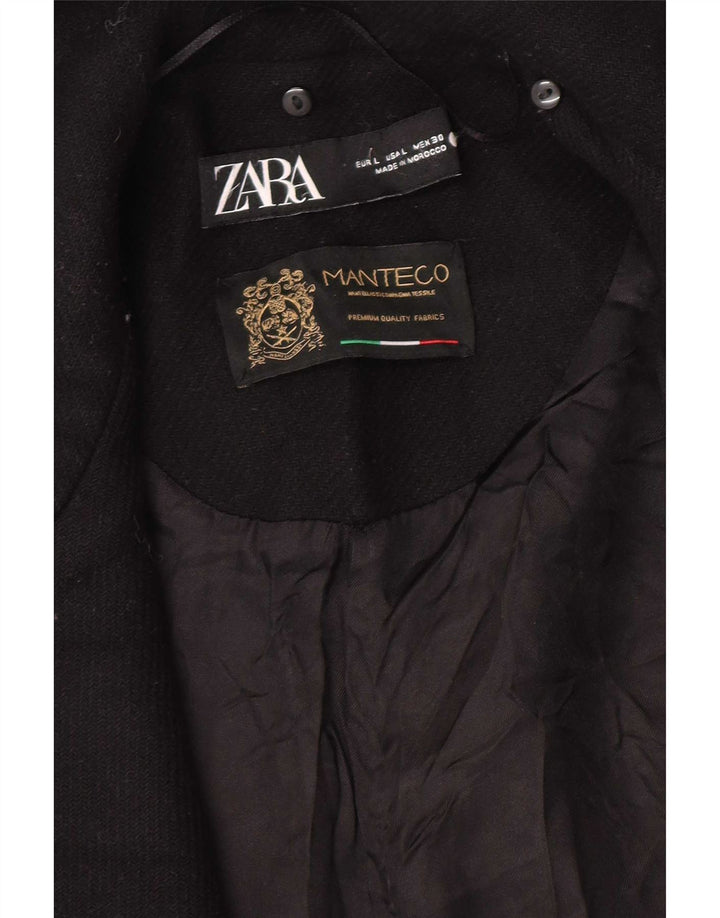 Zara Womens Open Overcoat UK 16 Large Schwarz