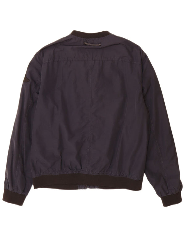 Zara Herren Bomberjacke UK 42 XL Marineblau Colourblock Baumwolle