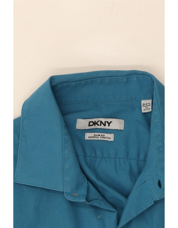 DKNY Mens Slim Fit Shirt Size 15 Medium Blue Vintage Dkny and Second-Hand Dkny from Messina Hembry 