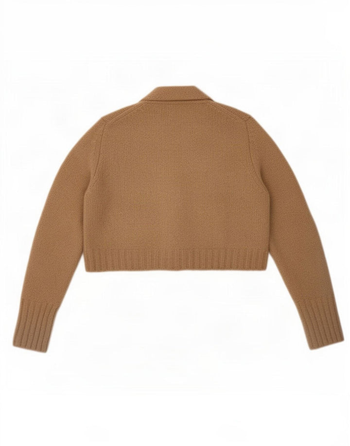 Zara Damen Crop Cardigan Pullover UK 10 Small Beige Polyester