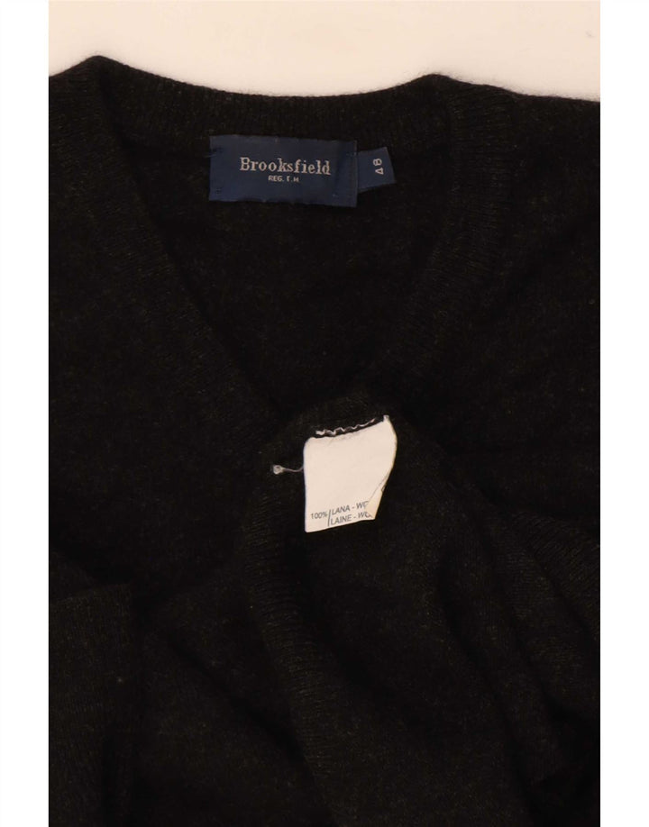 Brooksfield Herren-Pullover mit V-Ausschnitt, IT 48, kleine schwarze Wolle
