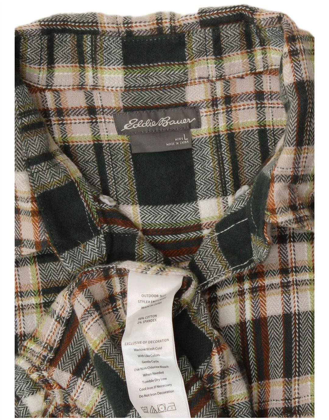 Eddie Bauer Herren-Flanellhemd, groß, grün, kariert, Baumwolle