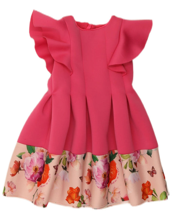TED BAKER A-Linien-Kleid für Mädchen, 5–6 Jahre, rosa Blumenmuster, Polyester