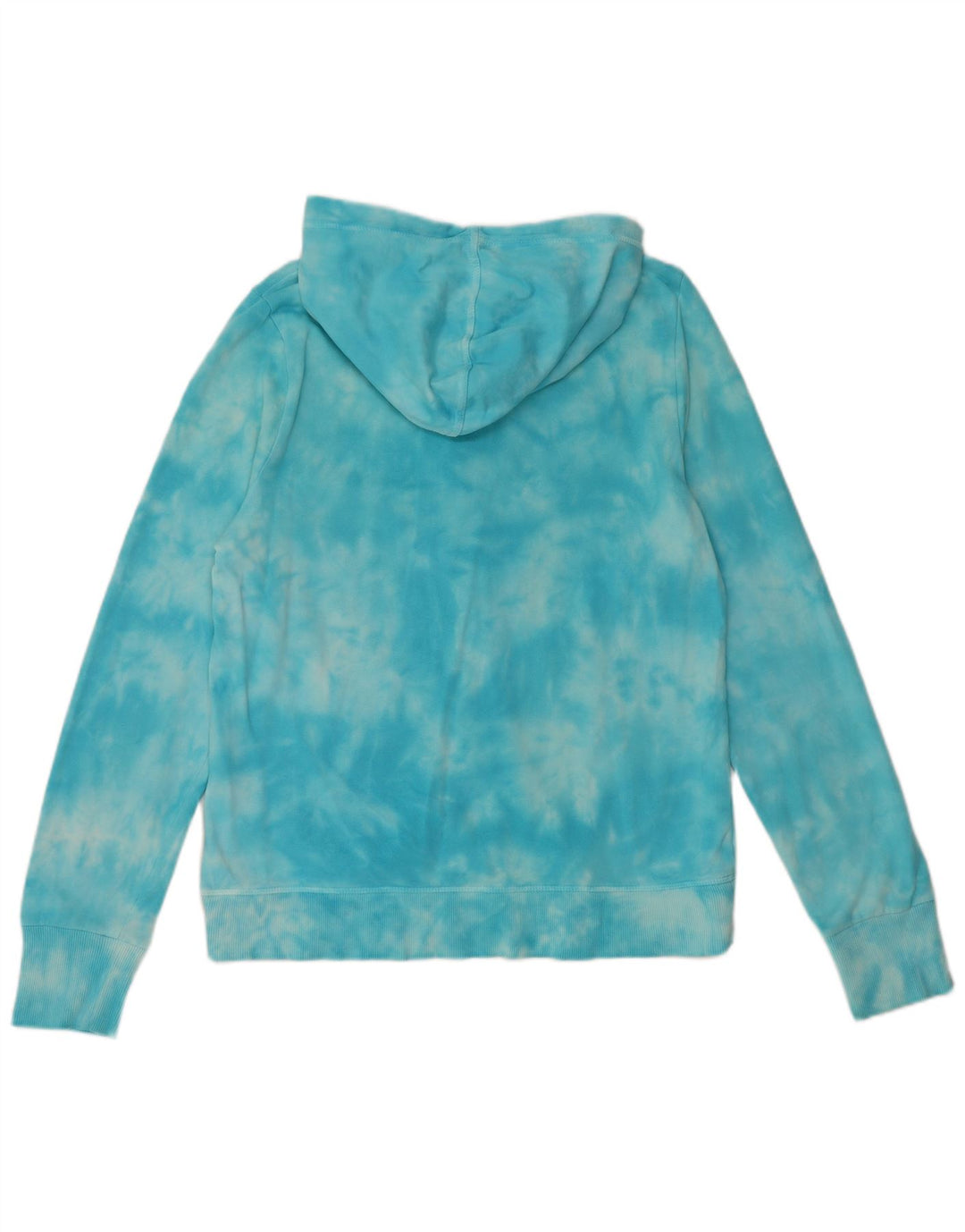 Tommy Hilfiger Damen-Kapuzenpullover mit Reißverschluss, UK 14, mittelblaue Batik-Baumwolle
