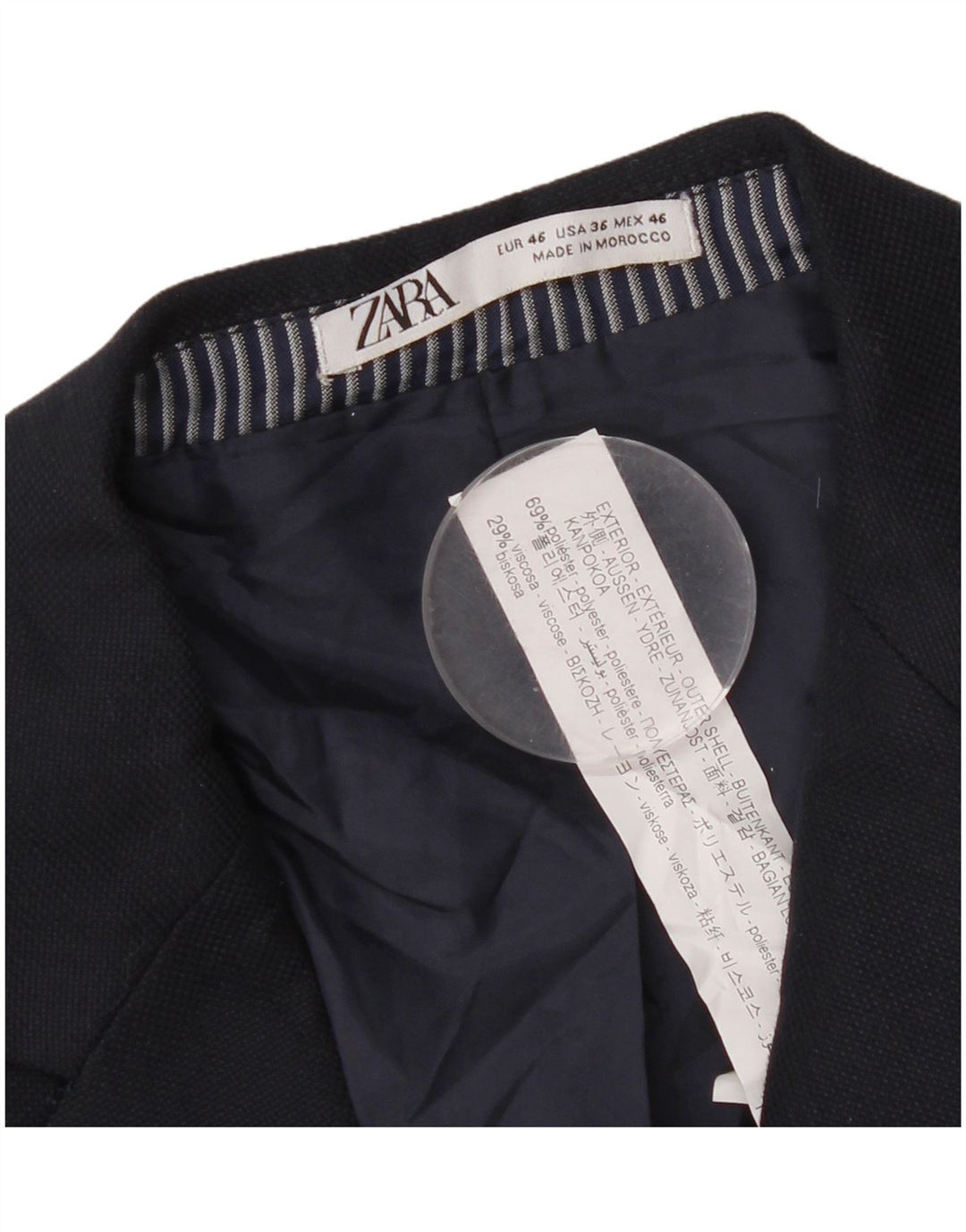 Zara Herren-Blazer mit 1 Knopf, EU 46, klein, marineblau, Polyester