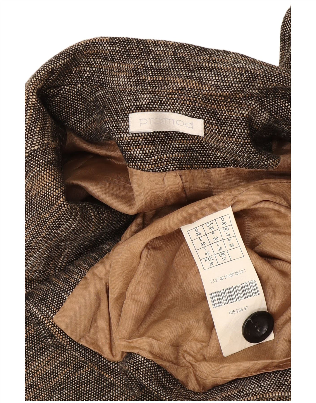 Promod Damenmantel UK 12 Mittelbraun gefleckte Baumwolle