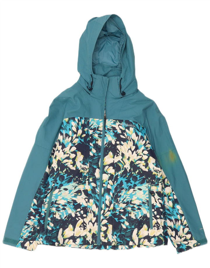 Columbia Damen-Windbreakerjacke mit Kapuze, UK 10, Größe S, blau, geblümt, Polyester