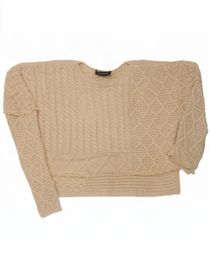 Zara Damen-Pullover, übergroß, mit Rundhalsausschnitt, Gr. 14, Mittelbeige