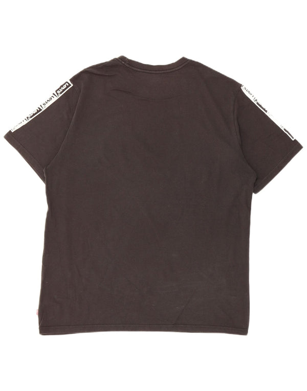 Levi's Herren Larston Relaxed Fit Grafik-T-Shirt-Oberteil aus mittelschwarzer Baumwolle