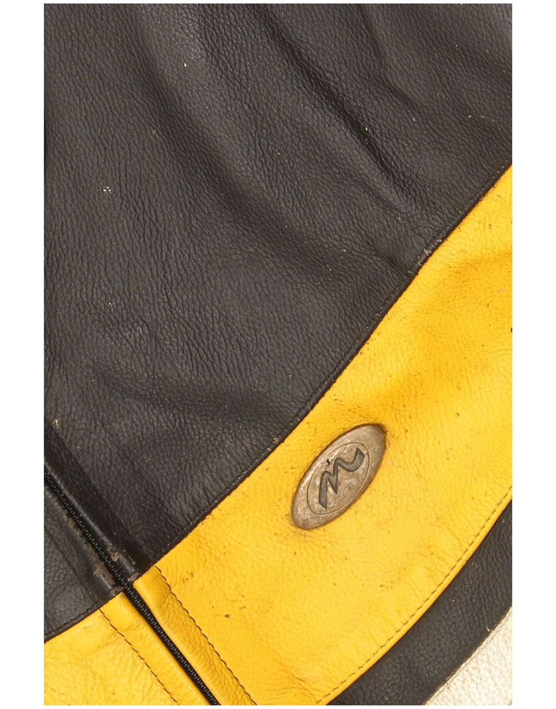 M Tech Herren-Motorrad-Leder-Racer-Jacke IT 54 XL, Schwarz, Farbblock