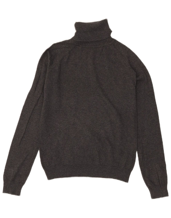 Zara Damen Crop Rollkragenpullover Pullover UK 12 Mittelgraue Baumwolle