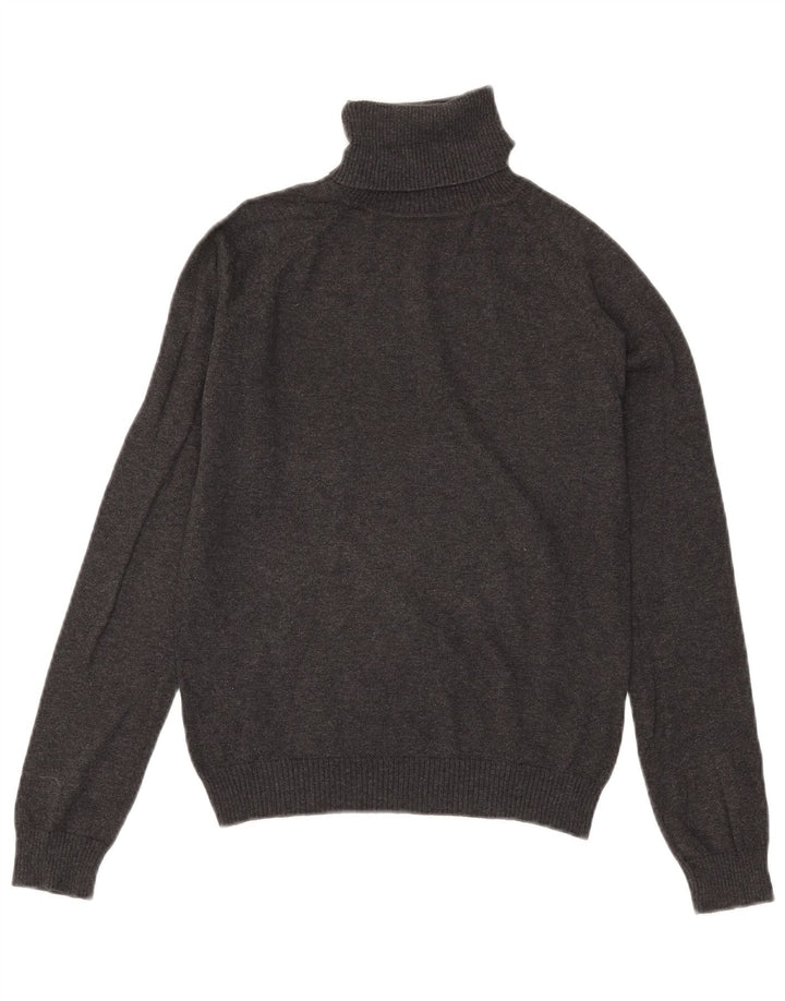 Zara Damen Crop Rollkragenpullover Pullover UK 12 Mittelgraue Baumwolle