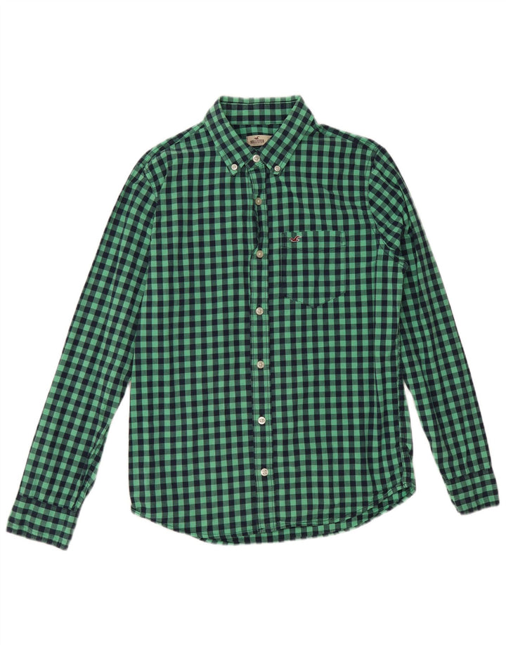 Hollister Herrenhemd Small Green Gingham Cotton