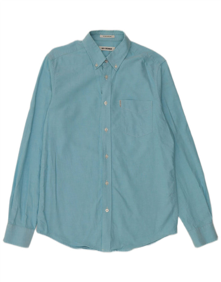 BEN SHERMAN Herrenhemd mittelblaue Baumwolle