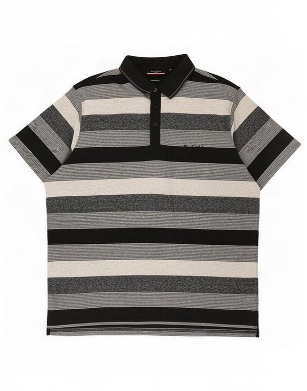 Pierre Cardin Herren-Poloshirt mit normaler Passform, 3XL, grau gestreift, Baumwolle