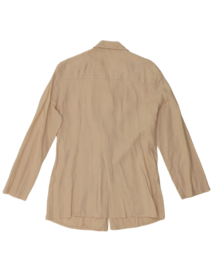 cherie Womens 4 Button Blazer Jacket IT 42/44 Medium Beige Linen