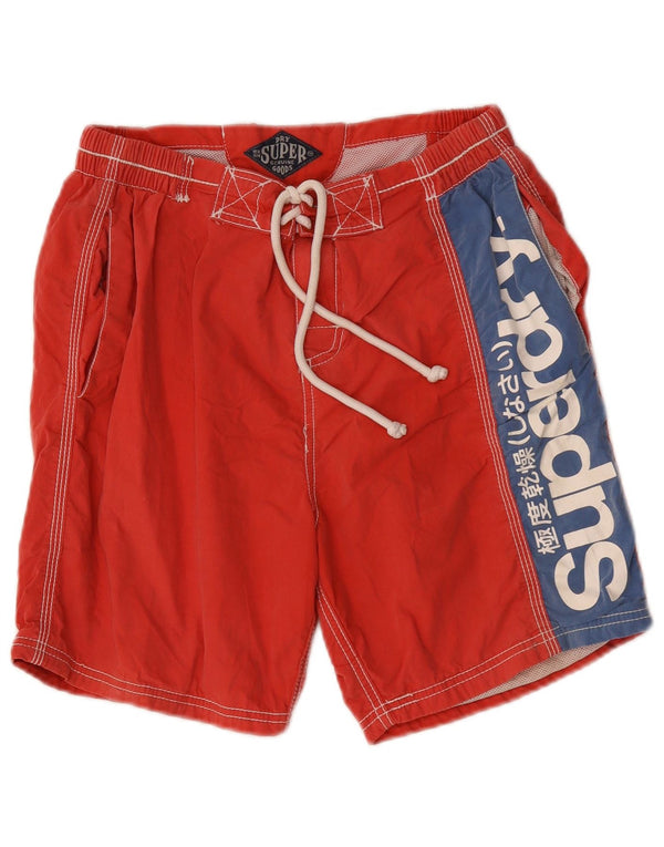 Superdry Herren Badeshorts mit Grafik, Größe L, Rot, Polyester