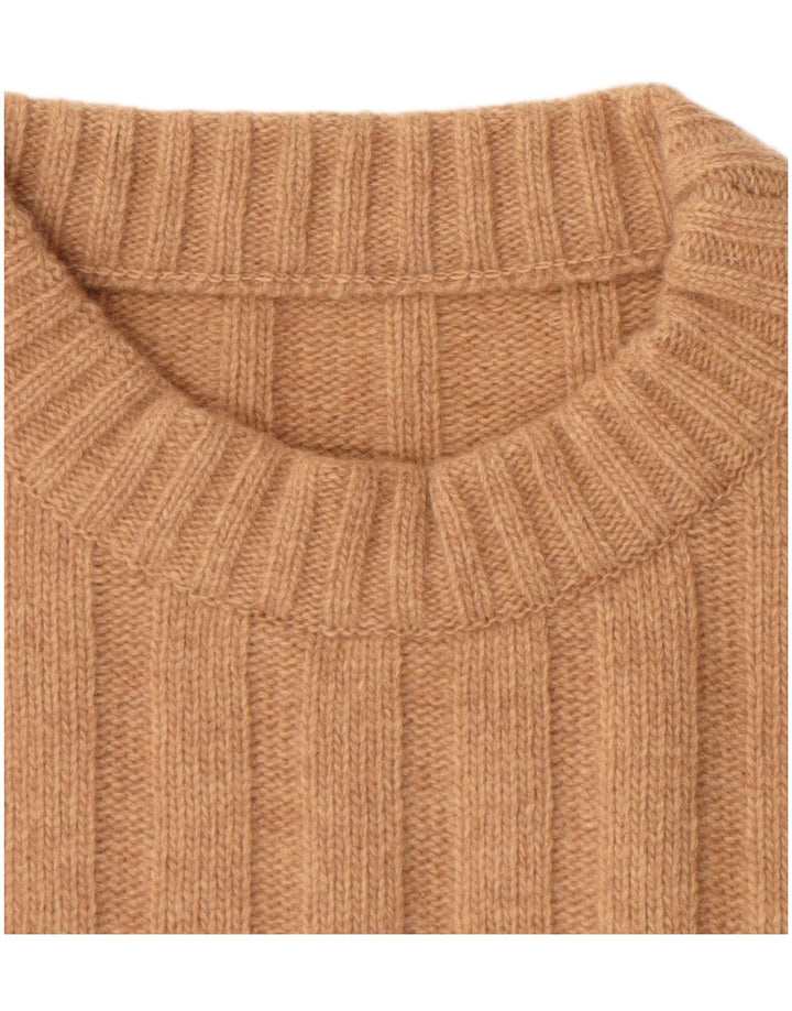 Vintage Herren-Pullover mit Rundhalsausschnitt, große beige Wolle