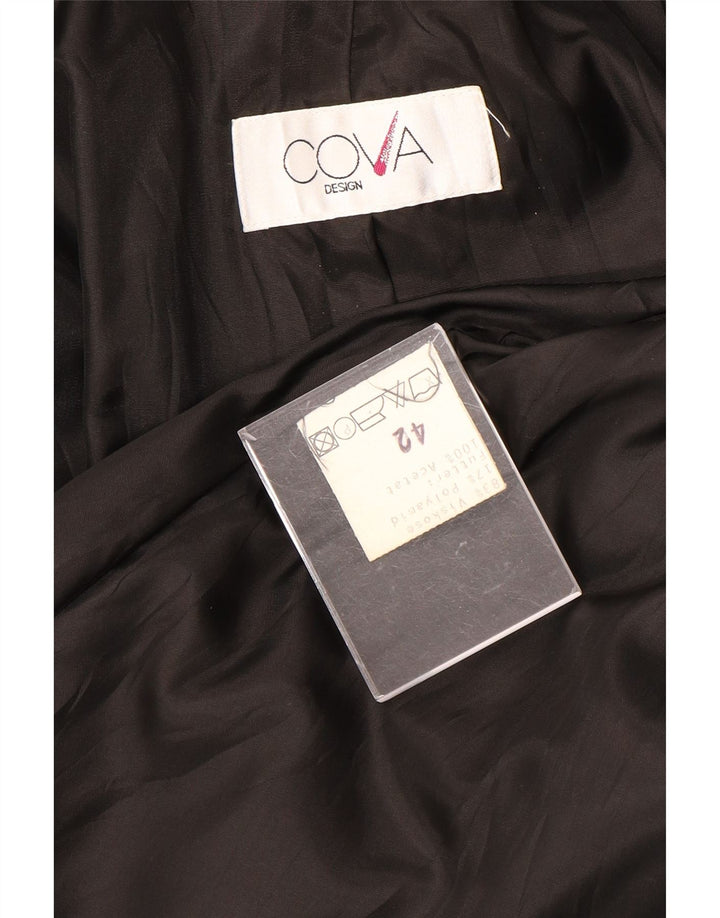 Vintage Damen Übergroßer Zweireihermantel IT 42 Mittelgraue Viskose