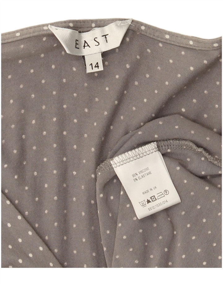 East Damen A-Linien-Kleid UK 14 Mittelgrau gefleckte Viskose