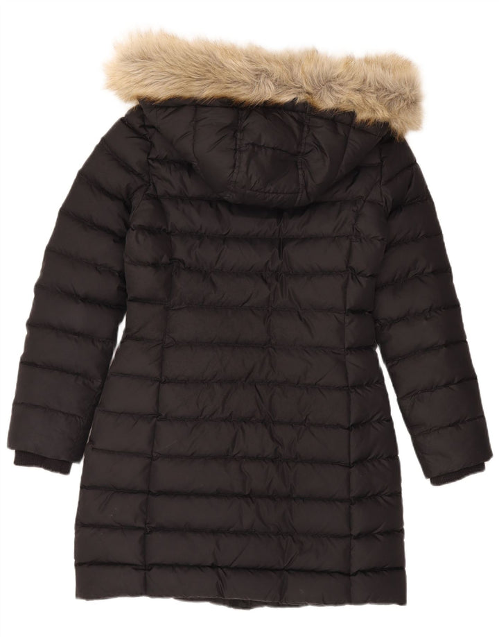 Tommy Hilfiger Wattierter Damenmantel mit Kapuze, UK 10, Größe S, Schwarz, Polyester