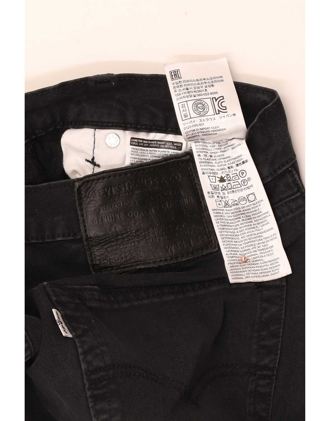 Levi's Herren 511 Slim Jeans W34 L34 Schwarze Baumwolle