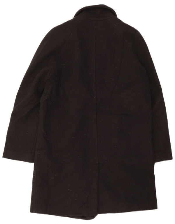 Topshop Damen Übergroßer zweireihiger Mantel UK 10 Small Schwarz Polyester