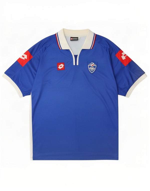 Lotto Jugoslawien 2002-2003 Heim-Fußballtrikot für Herren, 2XL, Blau, Farbblock