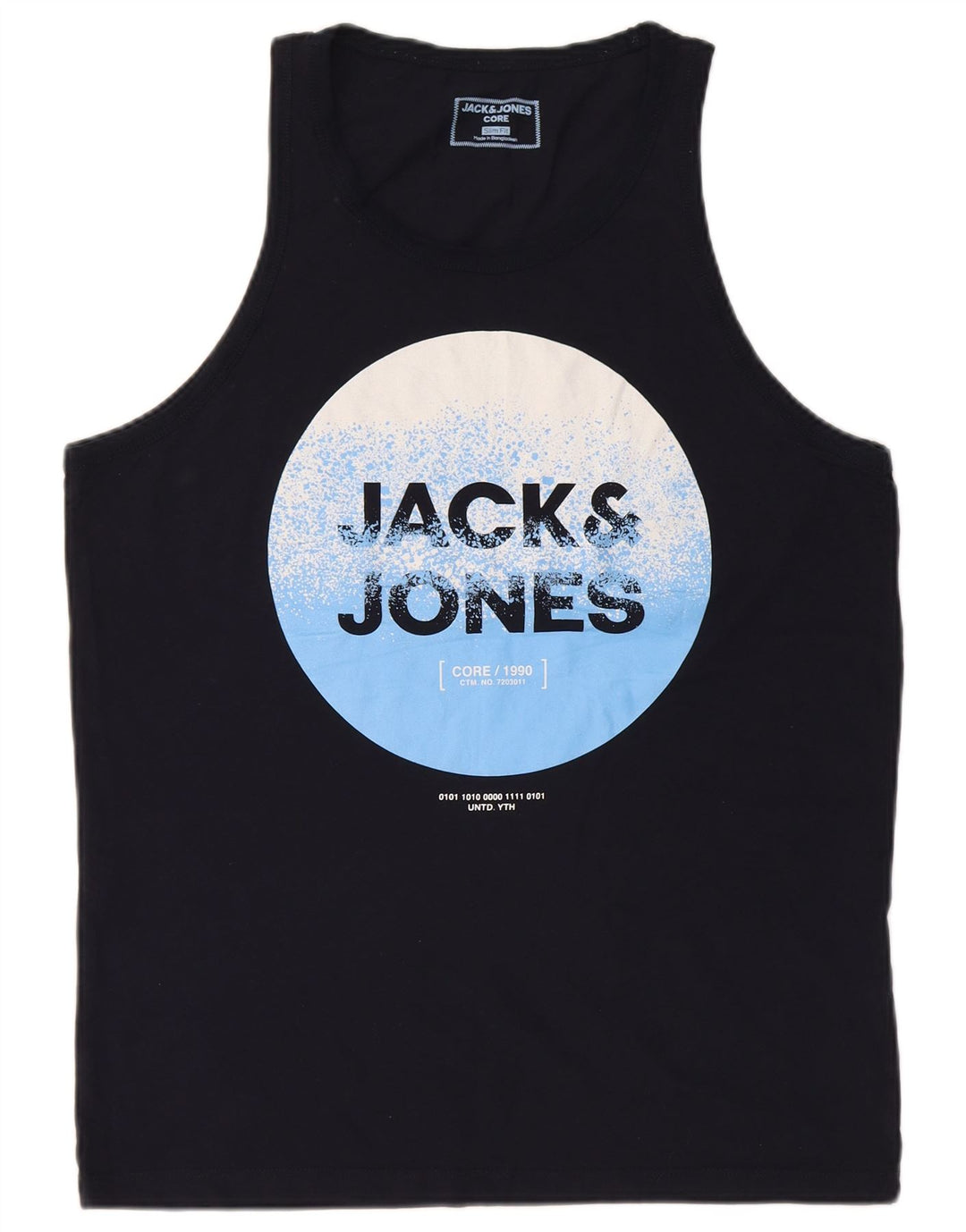 Jack & Jones Herren-Weste mit schmaler Passform und Grafik, Größe L, Marineblau