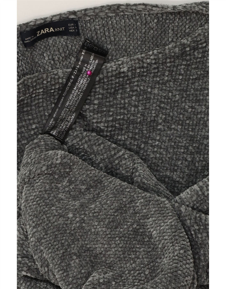 ZARA Damen-Pullover, übergroß, U-Boot-Ausschnitt, UK 14, Mittelgrau, Polyester