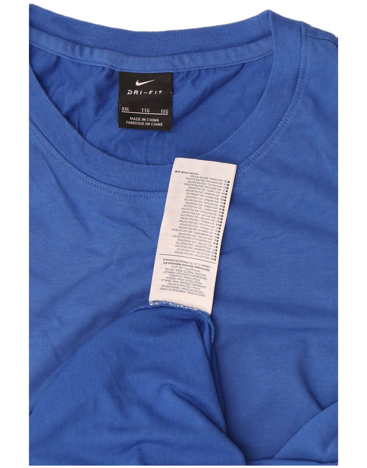 Nike Herren Dri Fit T-Shirt Top 2XL Blau Baumwolle