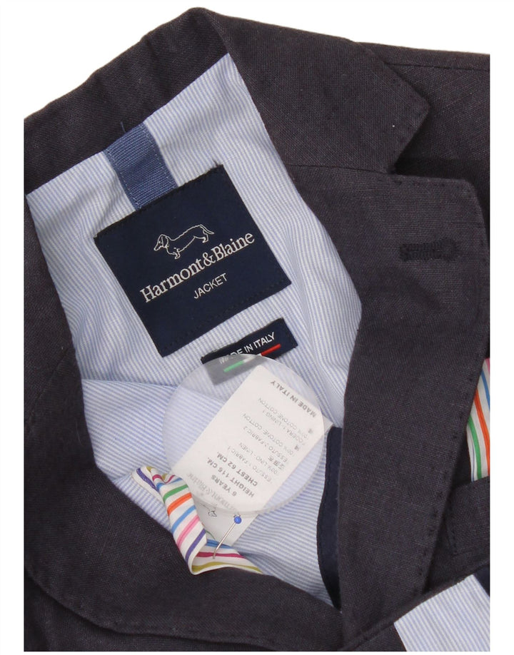 Harmont & Blaine Jungen-Blazer mit 2 Knöpfen, 5–6 Jahre, marineblaues Leinen
