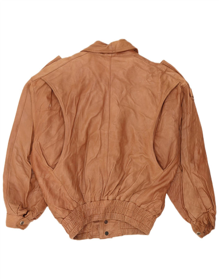 VINTAGE Herren Militärlederjacke UK 44 2XL Braunes Leder