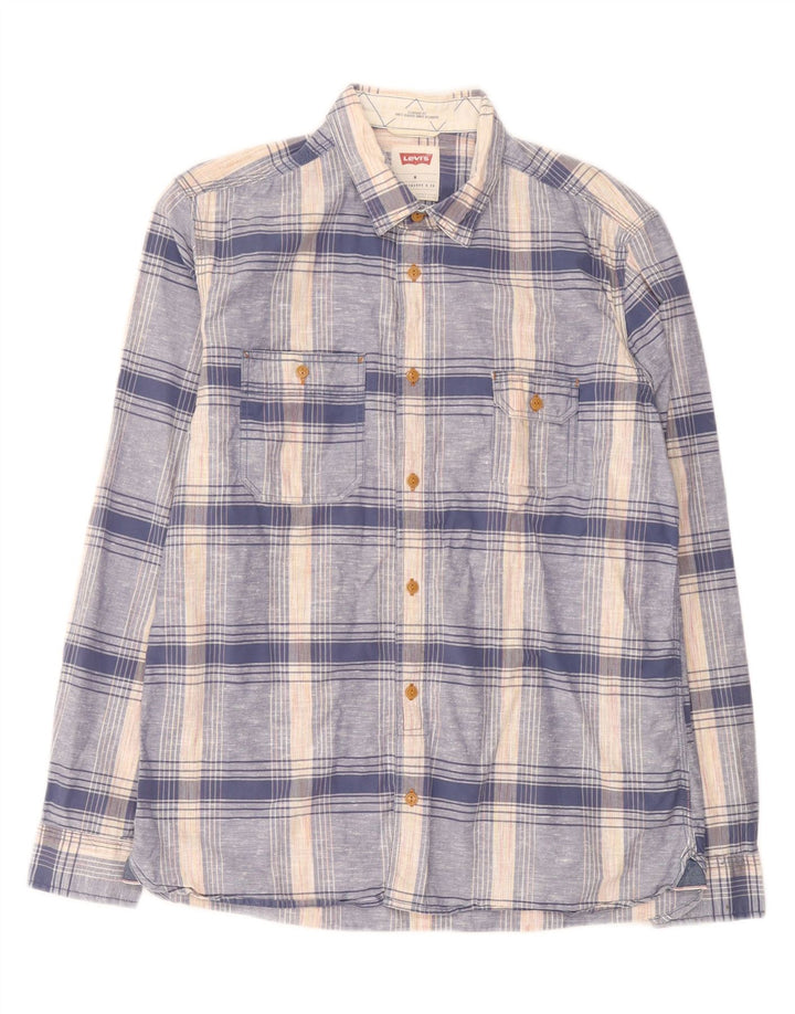 Levi's Herrenhemd aus mittelblauer, karierter Baumwolle
