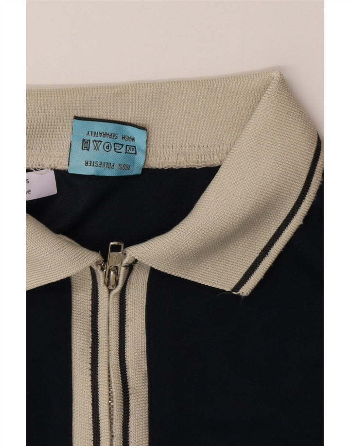 Fishbone Herren-Poloshirt, Mittelgroßes marineblaues Colourblock-Polyester